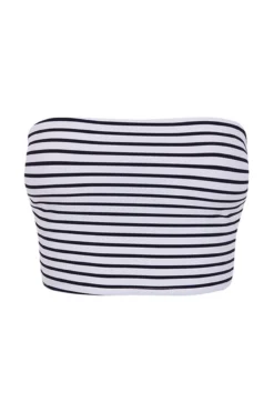 Crop top bikini bandeau rayas navy