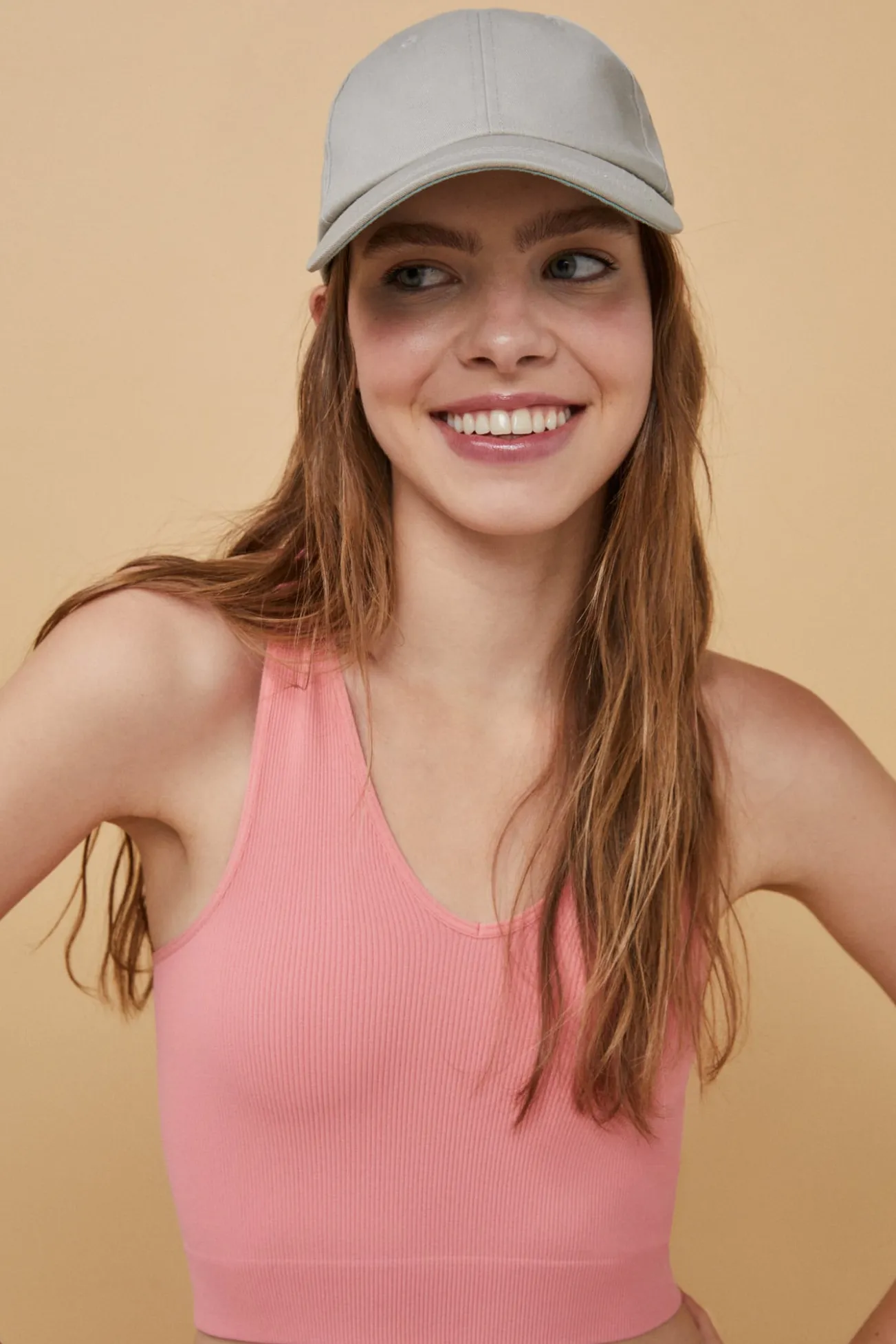 Crop top escote V seamless rosa