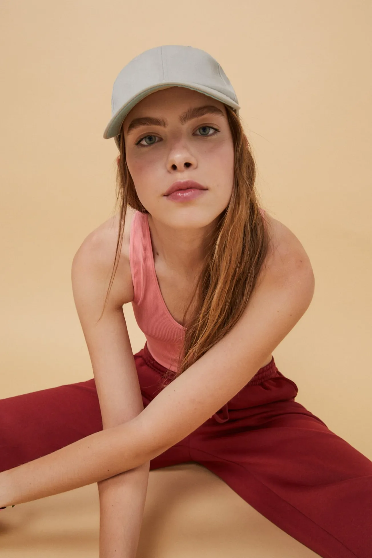 Crop top escote V seamless rosa