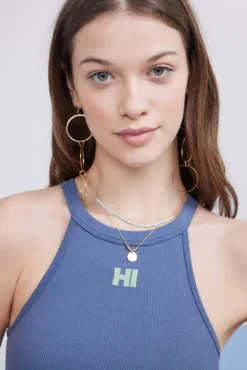 Crop top halter seamless azul