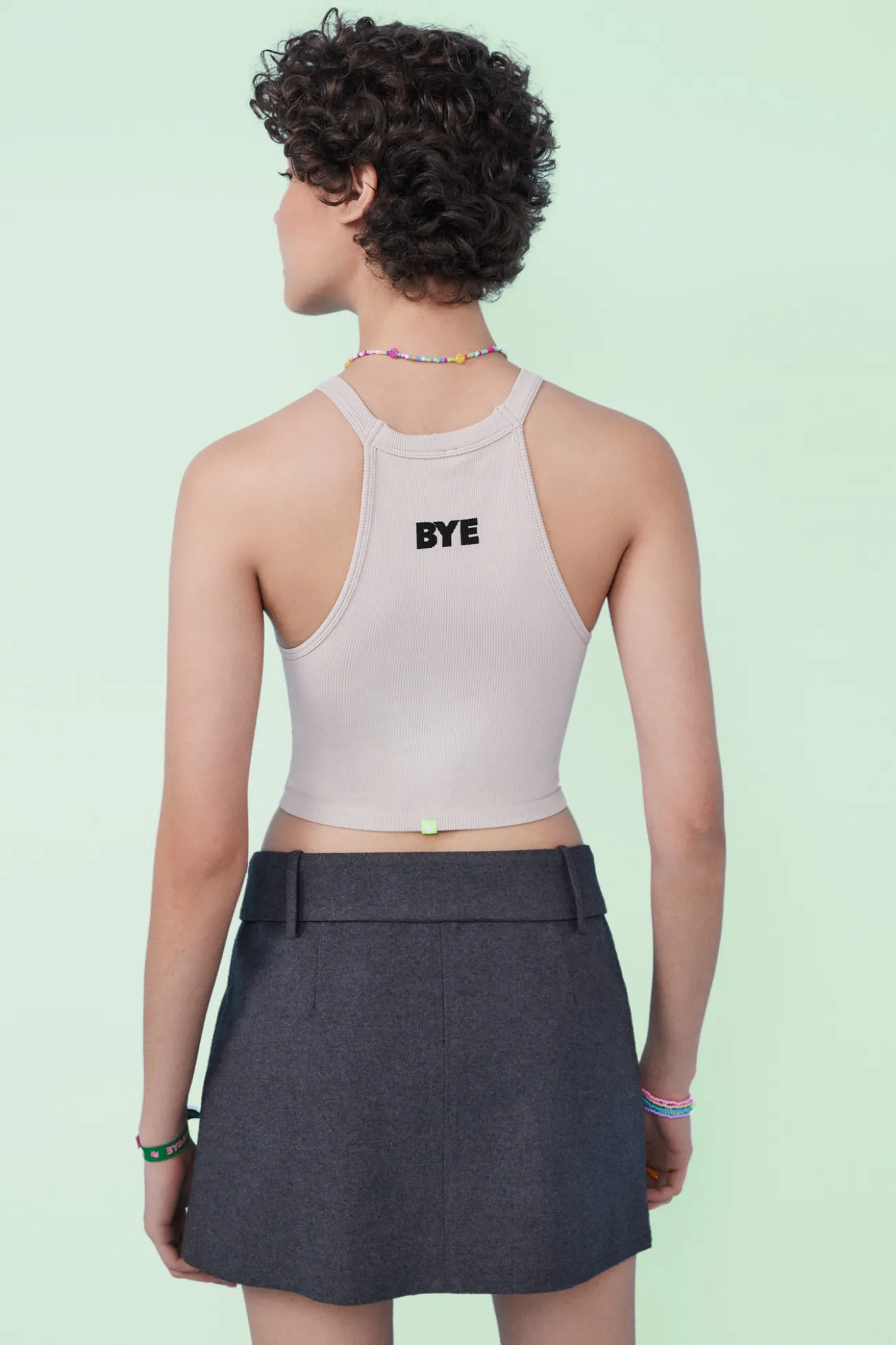 Crop top halter seamless gris