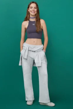 Crop top halter seamless gris antracita