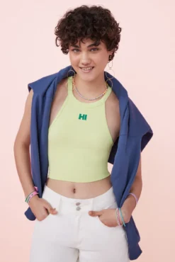 Crop top halter seamless verde