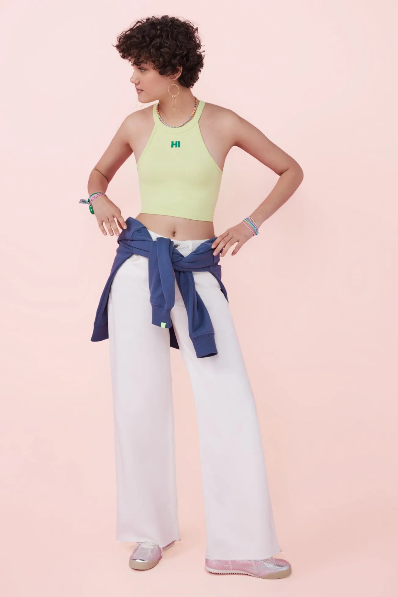 Crop top halter seamless verde