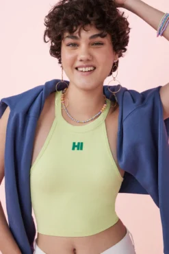 Crop top halter seamless verde