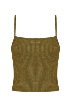 Crop top tirantes lurex kaki