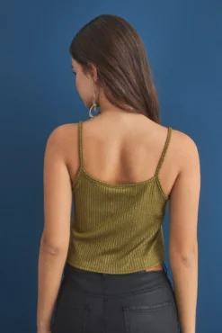 Crop top tirantes lurex kaki