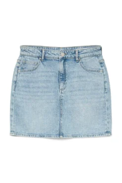 Falda denim corta de tiro alto