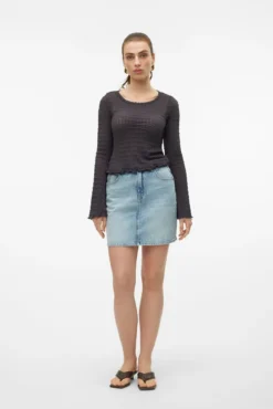 Falda denim corta de tiro alto