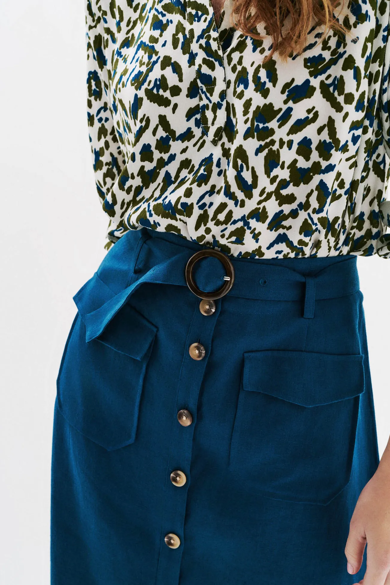 Falda larga botones 100% lino