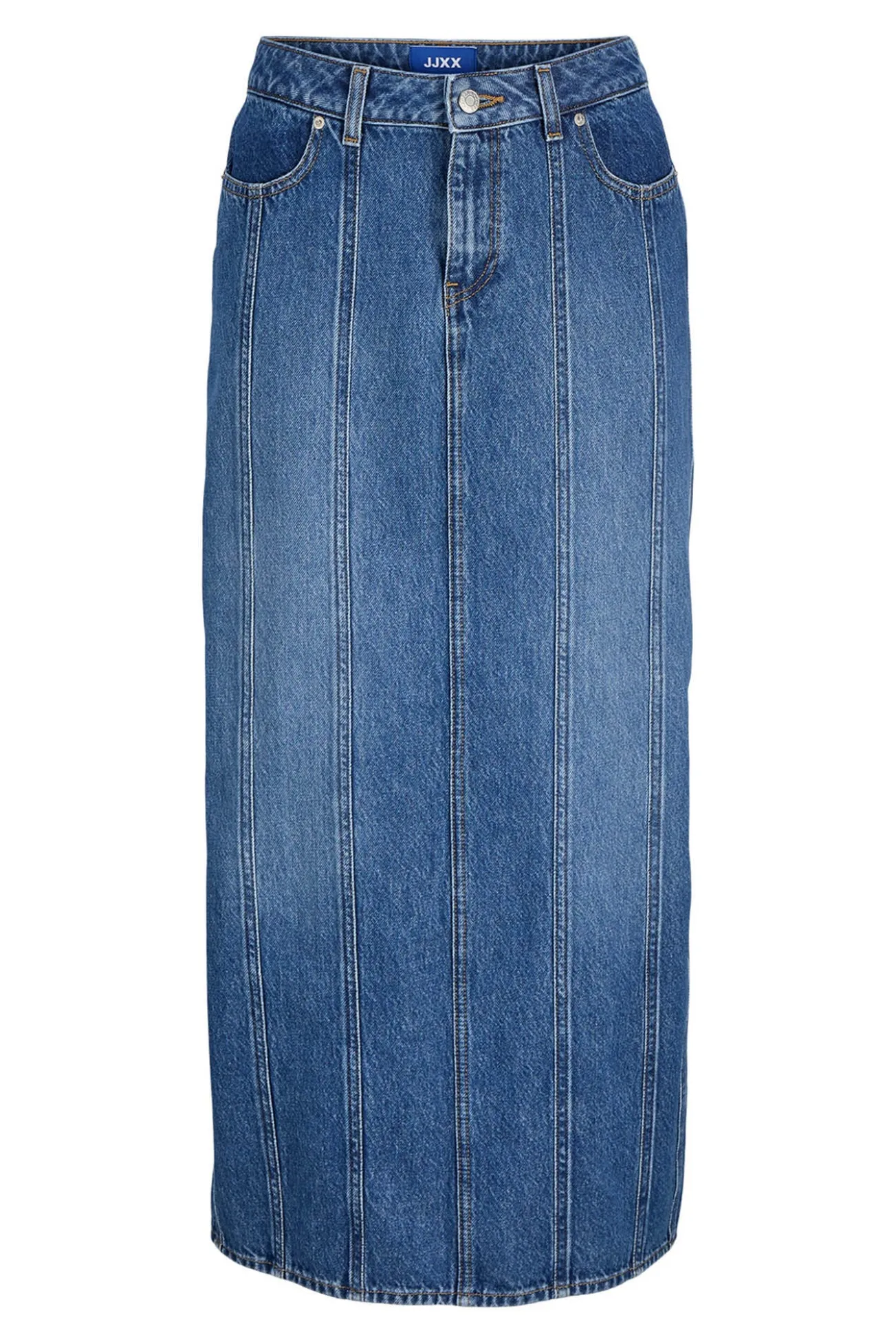 Falda midi denim recortes