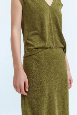 Falda midi de punto con lúrex