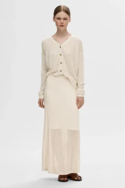 Falda Midi de punto ligero confeccionada con lino, algodón orgánico y Tencel.