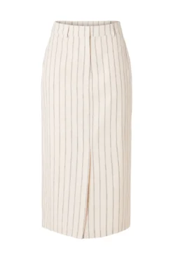 Falda Midi de rayas confeccionada con materiales orgánicos y algodón.