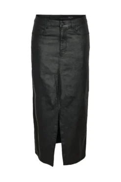 Falda midi efecto coated.