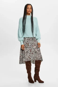 Falda midi estampada con fibras recicladas