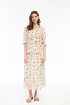 Falda midi estampada con viscosa
