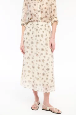 Falda midi estampada con viscosa