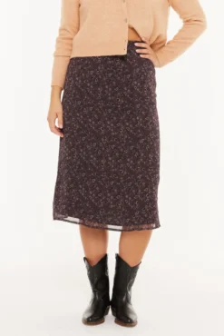 Falda midi estampado floral pequeño