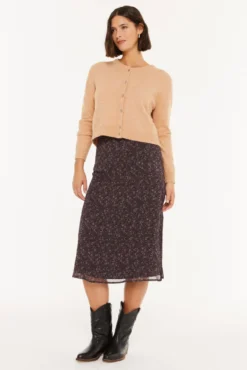 Falda midi estampado floral pequeño
