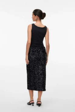 Falda midi lentejuelas