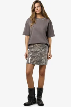 falda midi lentejuelas animal