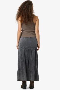 Falda midi panelada washed