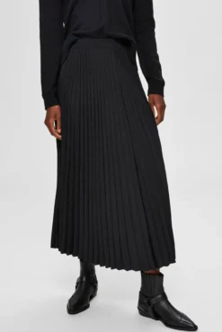 Falda midi plisada con cintura elástica