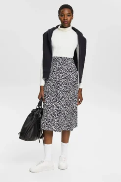 Falda midi print allover viscosa