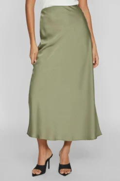 Falda midi satinada