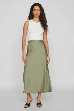 Falda midi satinada
