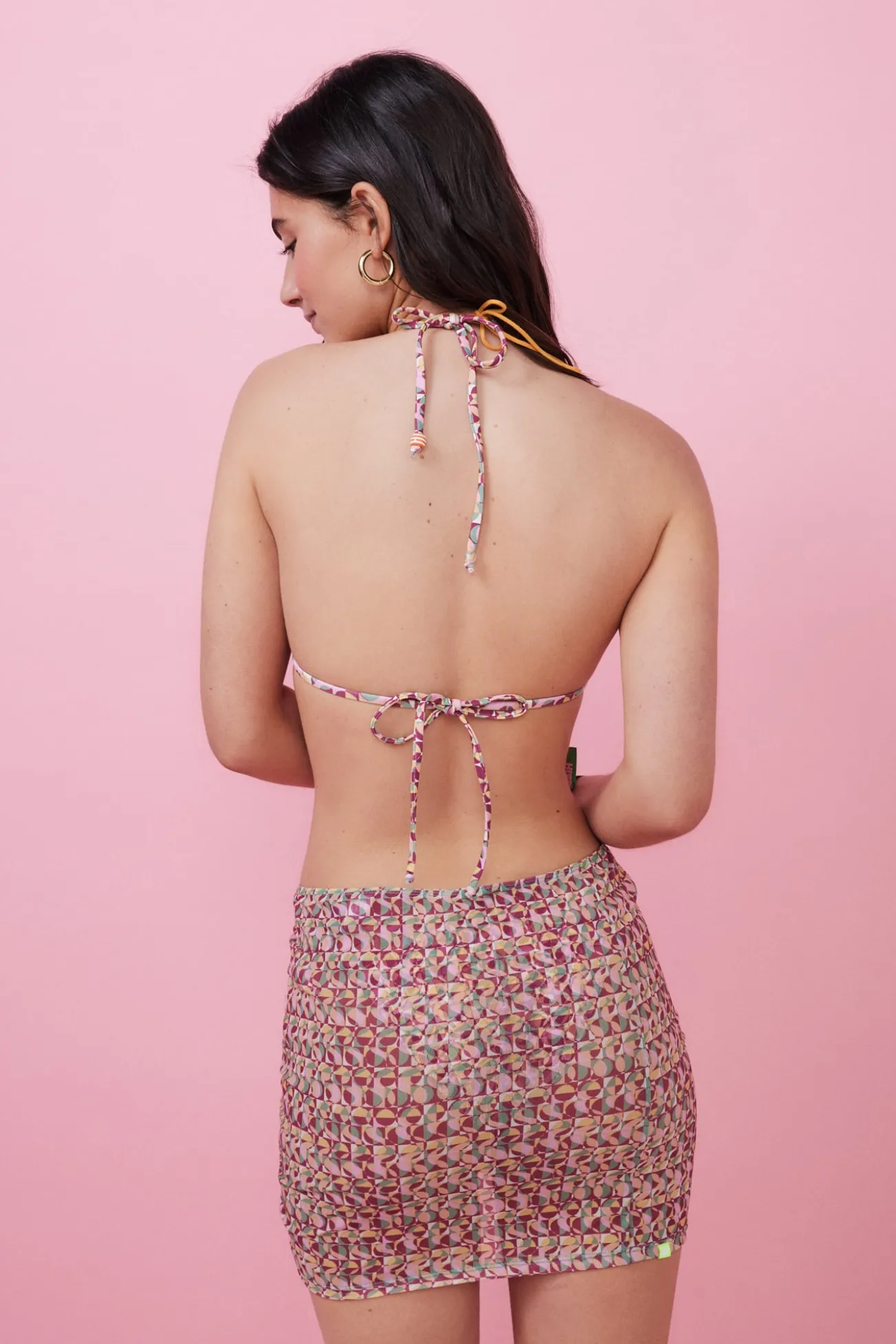 Falda pareo fruncido estampado