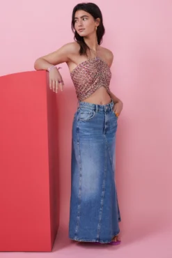 Falda pareo fruncido estampado