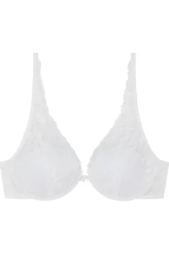 INTUITIVE Sujetador halter relleno encaje blanco