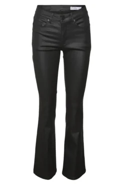 Jeans flared de mujer efecto polipiel