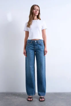 Jeans wide fit de tiro bajo