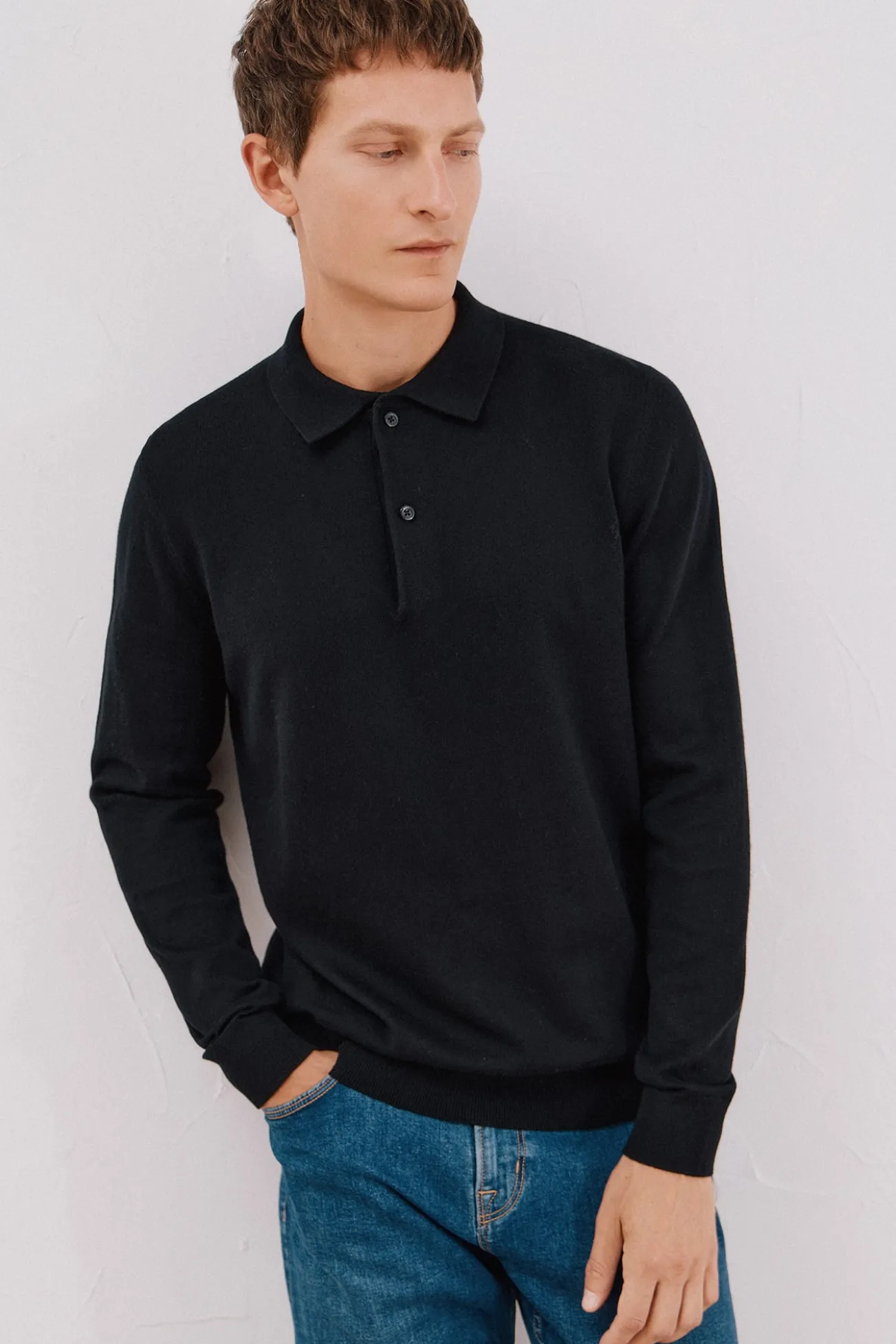 Jersey algodón cashmere cuello polo