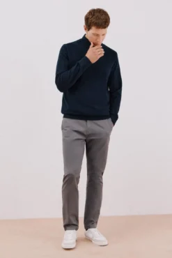 Jersey algodón cashmere cuello alto botones