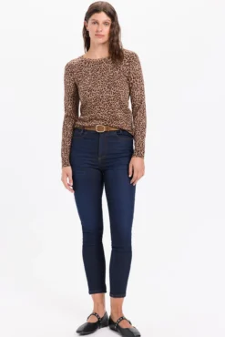 Jersey basico punto liso estampado leopardo