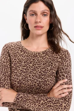 Jersey basico punto liso estampado leopardo