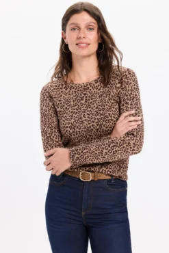 Jersey basico punto liso estampado leopardo