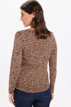 Jersey basico punto liso estampado leopardo
