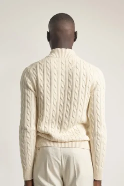 Jersey cable knit cuello mock