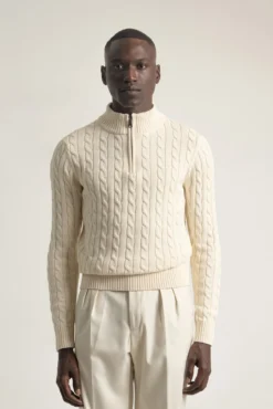 Jersey cable knit cuello mock