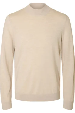 Jersey cuello mock 100% lana merino.