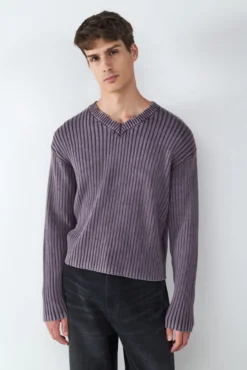 Jersey cuello pico canalé