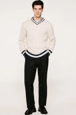 Jersey cuello pico lana y alpaca