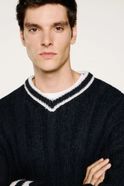 Jersey cuello pico lana y alpaca