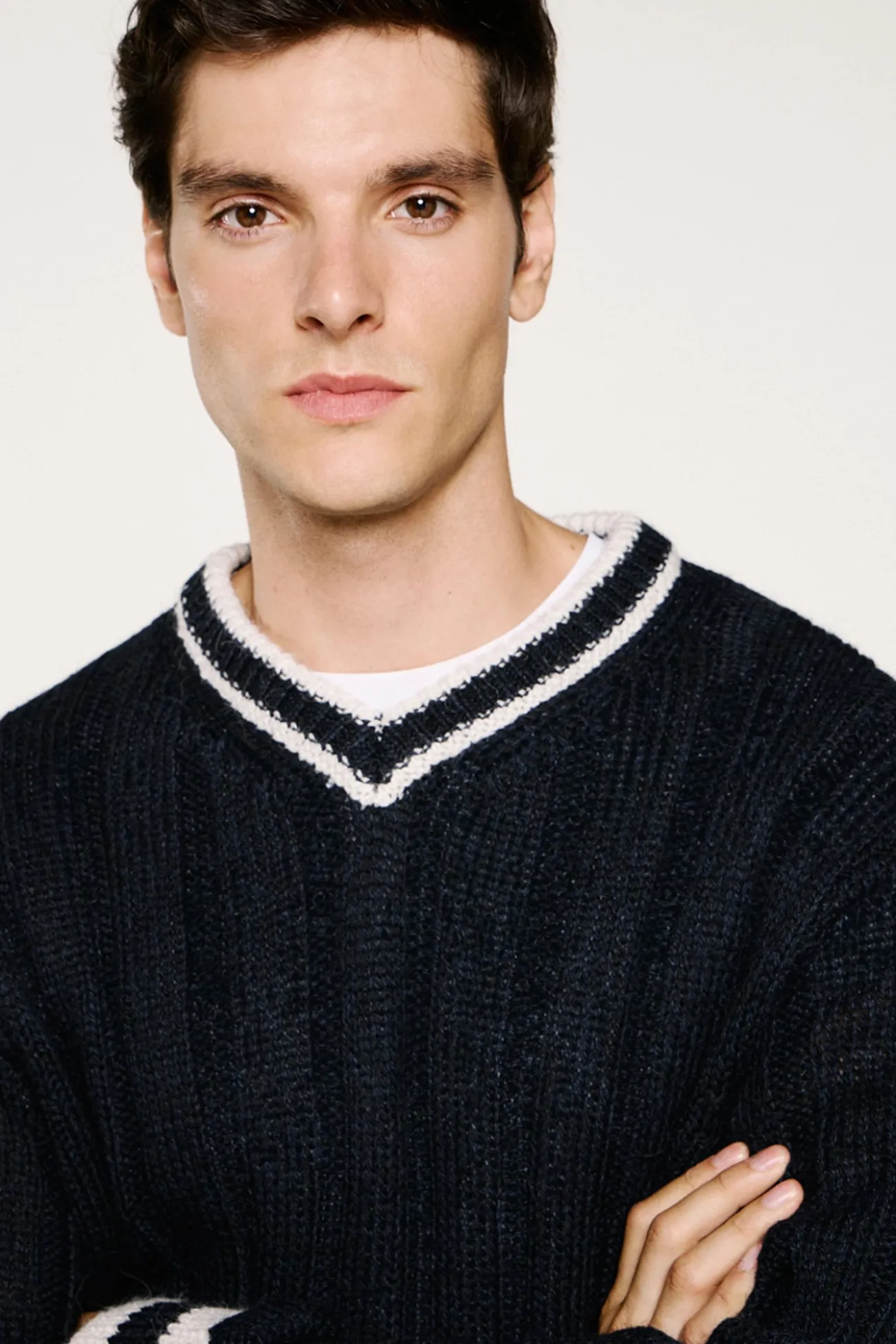 Jersey cuello pico lana y alpaca