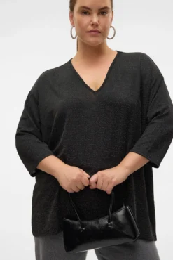 Jersey cuello pico lúrex talla grande